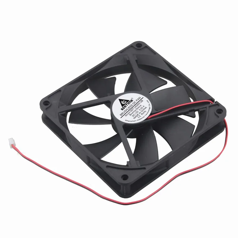 10 Pcs Gdstime 2Pin 14cm PC Case Radaitor 140mm 5.5 inches 14025s DC 12V Brushless Computer Cooler Cooling Fan 140*140*25mm