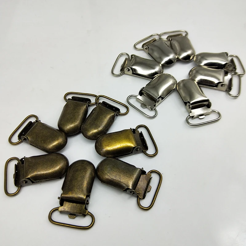 200 pcs/lot 20mm Metal Antique Bronze/Silver Tone Hook baby Dummy Pacifier Holder Clips Suspender Clip Soother clips for ribbon