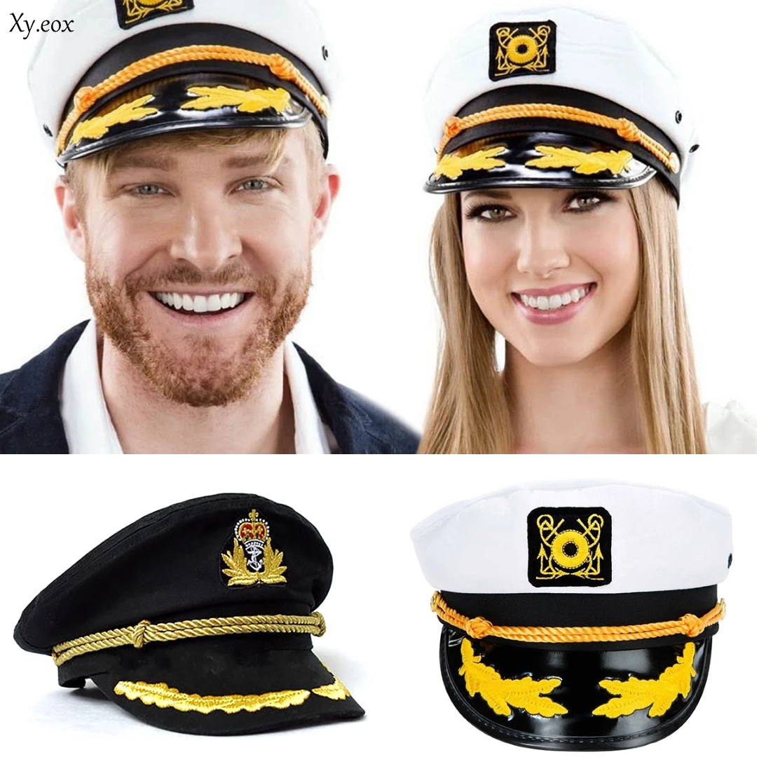 Unisex Men Women Sailor Hat Officer Stag Night Nautical Fancy Dress Captain Cap