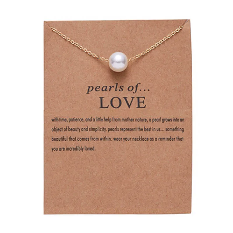 Hot Sale Imitation Pearl of Love Gold-Color Pendant Necklaces Clavicle Chains necklace Fashion Chain Necklace Women Jewelry