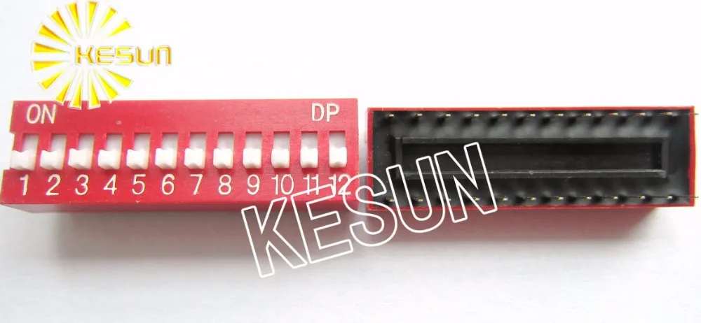 

China Quality DS-12 Red 12P DIP Switch 2.54mm 12 Position Encoder Switch Slide Switch x 200PCS