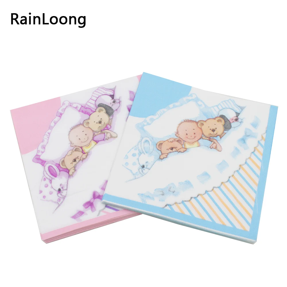 [RainLoong] Printed Cartoon Baby Paper Napkin Event & Party Supplies Tissue Napkin Serviettes Decoupage 33*33cm