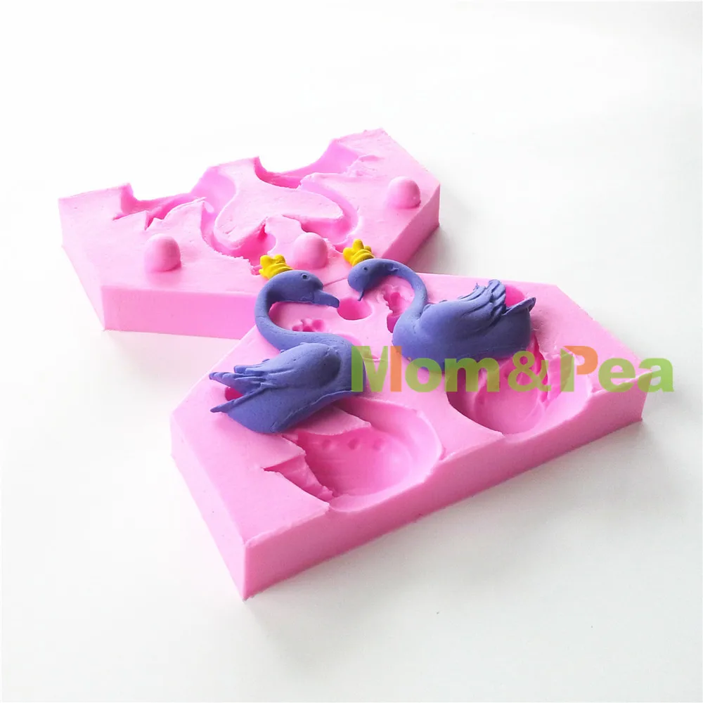 Mom&Pea 0700 Free Shipping Swans Shaped Silicone Mold Cake Decoration Fondant Cake 3D Mold