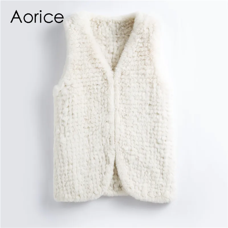 

Aorice FF903 New Knit Faux Fur Coats Overcoat Jacket Women Casual Solid Color Imitate Rabbit Fur Jacket Winter Fashion Warm Coat