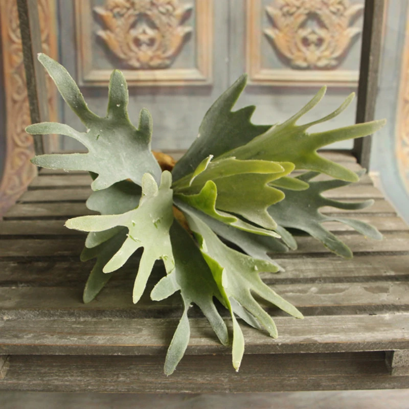 Christmas Artificial Green Plant Fake Flocking antlers Succulent Plants Background Decoration Flower Arranging Accessories