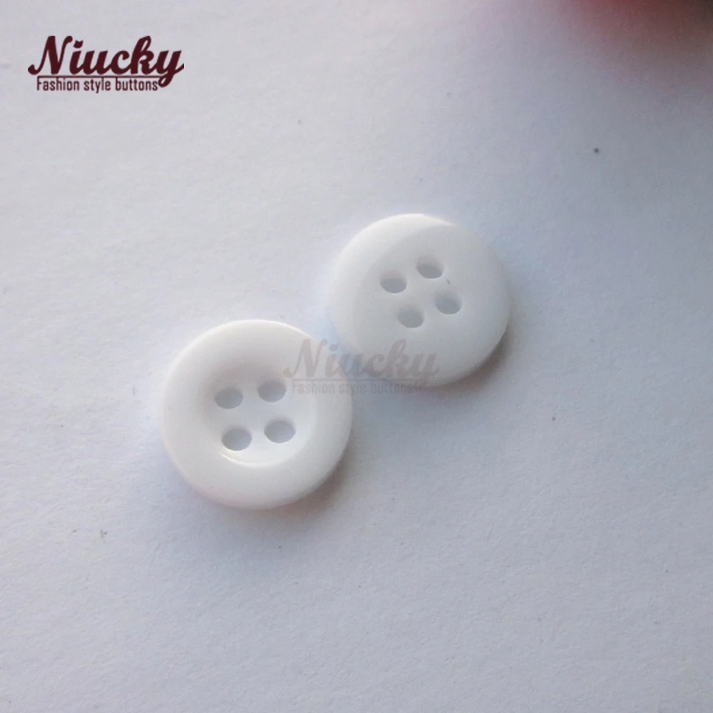 Niucky 9mm - 12mm 4 Holes High Grade White / Black Resin Shirt Buttons for Clothing Basic Resin Sewing Accessories R0201-008wb