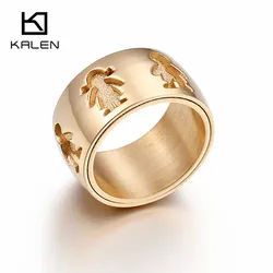 Kalen New Stainless Steel Little Girl & Boy 12mm Width Rings For Women Good Quality Engagement Finger Rings For Family Love
