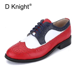 Scarpe basse in vera pelle donna taglia usa 14 scarpe in pelle abbinate a colori fatte a mano scarpe oxford vintage in stile britannico per donna