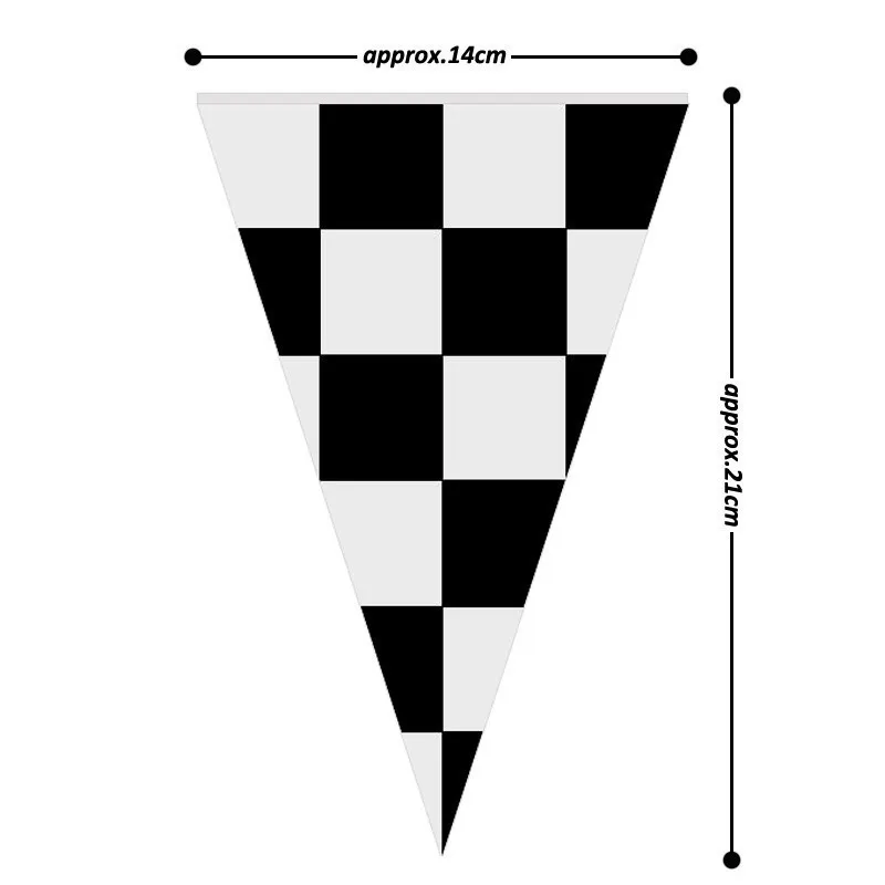 Triangle Checkered Hanging Flag Black and White Chequered Printed 38 Pieces F1 Sports Auto Racing Decorative Flags and Banners