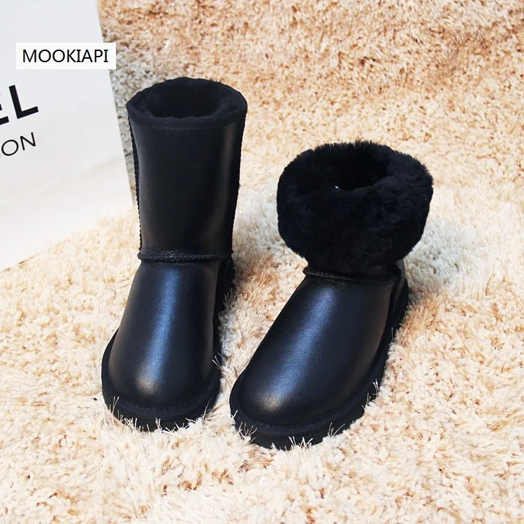 2019 Free shipping! Classic  Nature fur Wool real sheepskin leather snow boots for women winter shoes High Quality