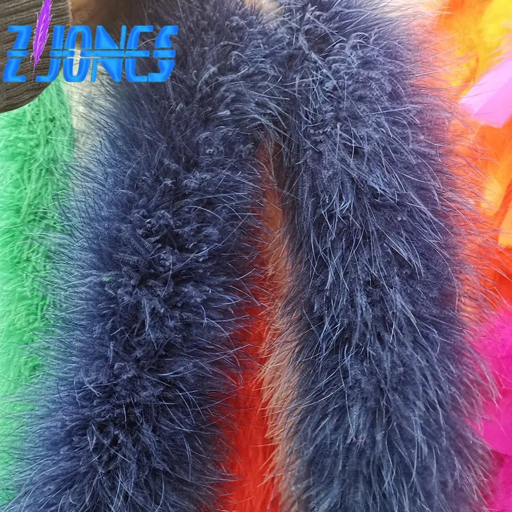 New Arrival Thicker 2 Meters 40g Fancy Soft Dyed Multicolored Turkey Feather Boa Marabou Feathers Scarf Clothing Wedding  Deco