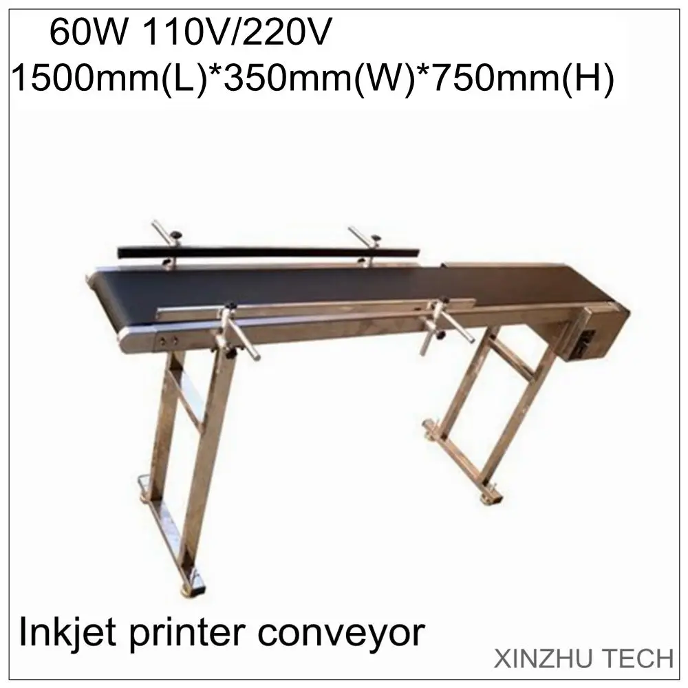 

High Quality Inkjet Printer Conveyor 60W 1500mm*350mm*750mm Conveying Table Band Carrier Belt Conveyor For Bottles/Bag/Sticker