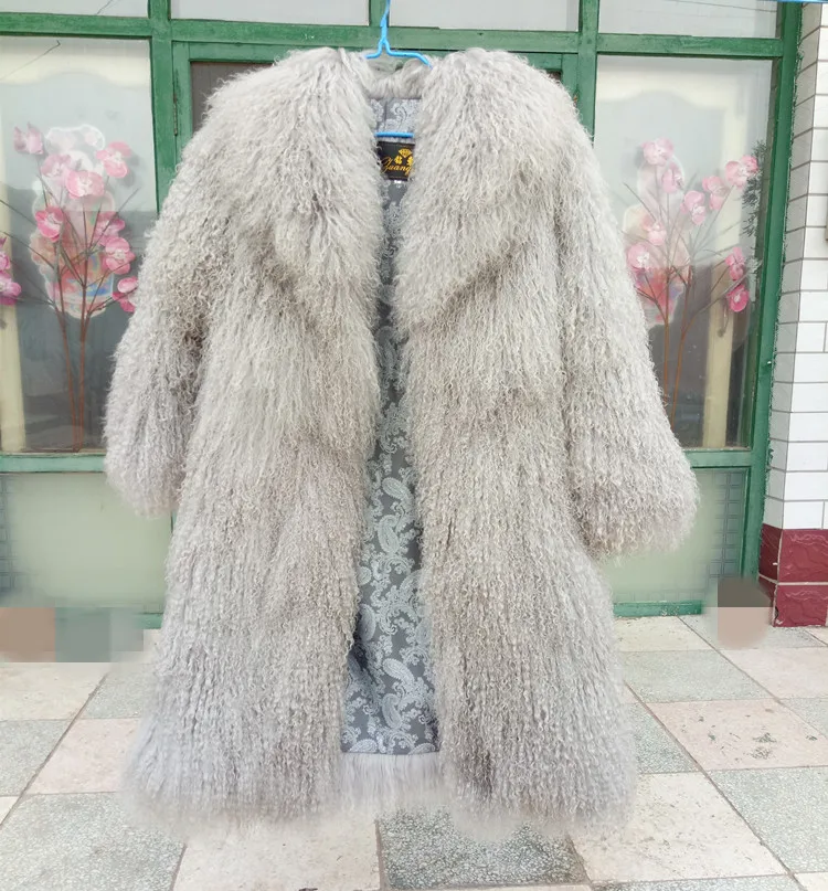 

New real Mongolia Sheep Fur coat Women full pelt Sheep Fur Jacket winter fur coat customized plus Size Free Shipping F1902