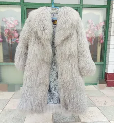 New real Mongolia Sheep Fur coat Women full pelt Sheep Fur Jacket winter fur coat customized plus Size Free Shipping F1902