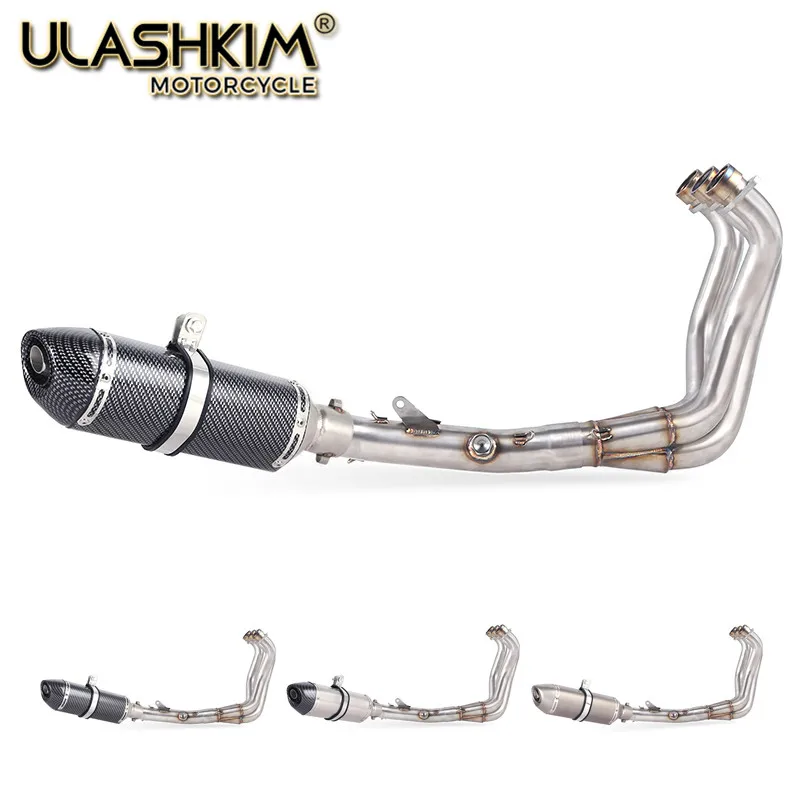 

MT-09 FZ-09 Motorcycle Full System Carbon Fiber Escape Middle Pipe Exhaust Slip On For Yamaha FZ09 MT09 2014-2019