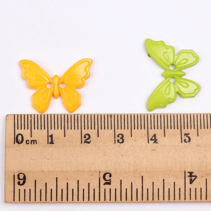 100pcs/lot Resin Butterfly Button DIY Sewing Tools Plastic butterfly buttons Garments Accessories Kids Handmade Button Craft