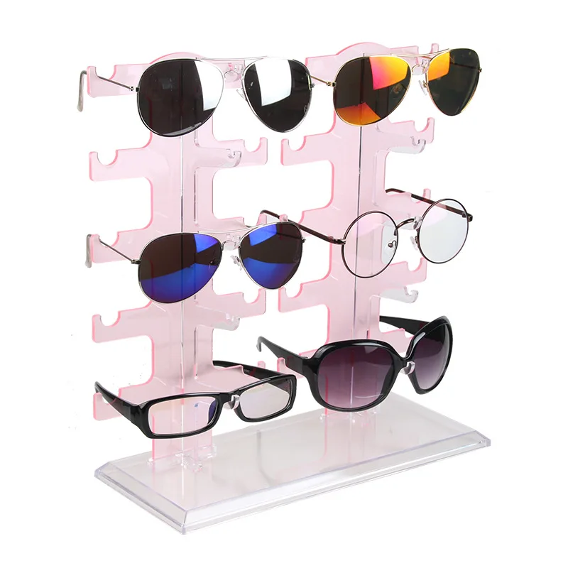 10 Pairs of Bar Sunglass Display Stand Rack Movable Plasitc Eyeglass Holder Eyeweawr Storage for Store Glass Organizer