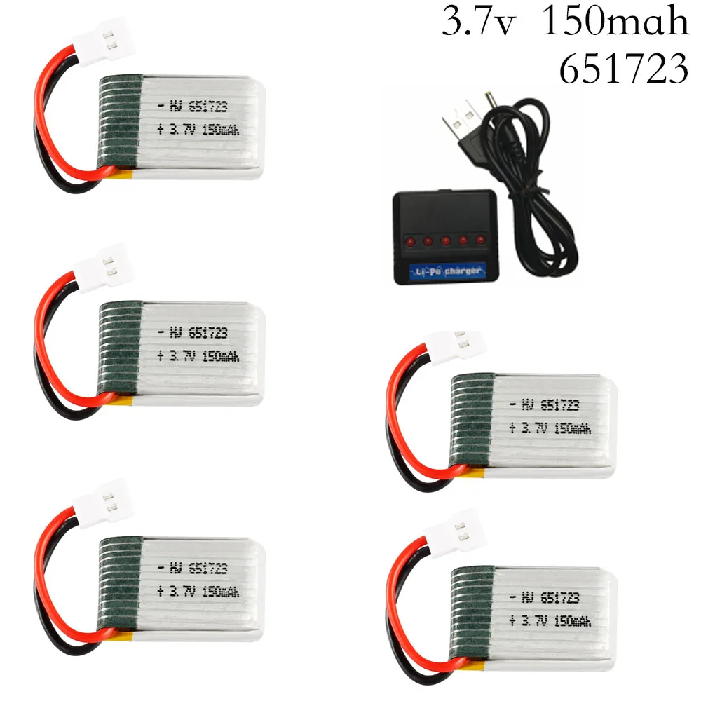 

3.7v 150mah 30C battery For H2 H8 H48 U207 With (5 in 1) Charger RC Quadcopter Spare parts 3.7v LIPO Battery for H8 3.7 V 150mAh