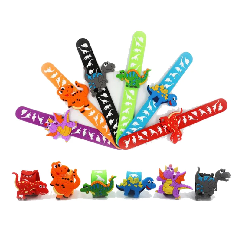 Brazalete de dinosaurio de dibujos animados para niños y niñas, pulsera Flexible envolvente, ideal para brazalete de regalo