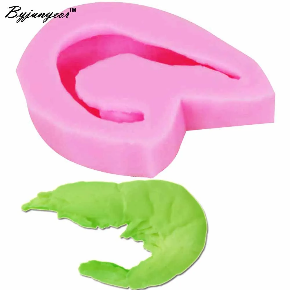 Byjunyeor Shrimp Epoxy UV Resin Silicone Molds Fondant Cake Decorating Tools Candy Chocolate Gumpaste  Clay Moulds m814