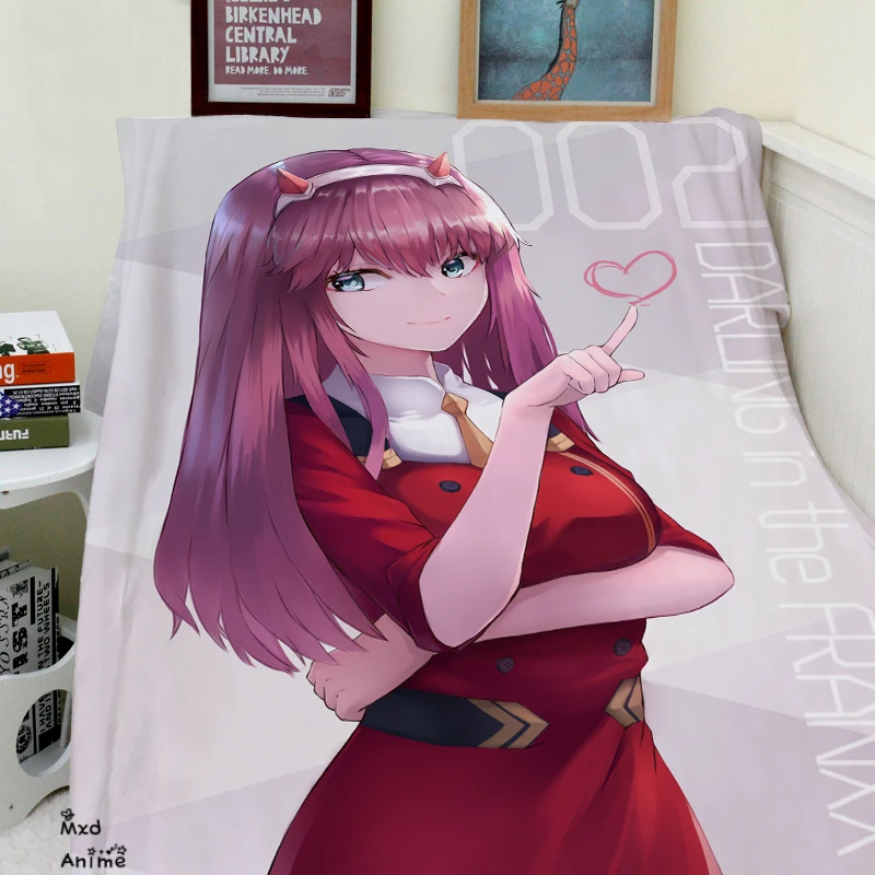 Japanese Anime Darling In The Franxx Soft Flannel Fleece Throw Blanket Decorative Plane Travel warm Throw Blankets for sofa