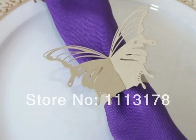 

Free shipping butterfly Cheap paper napkin ring napkin holder wedding napkin holders buckles Wedding Party Decorations yellow