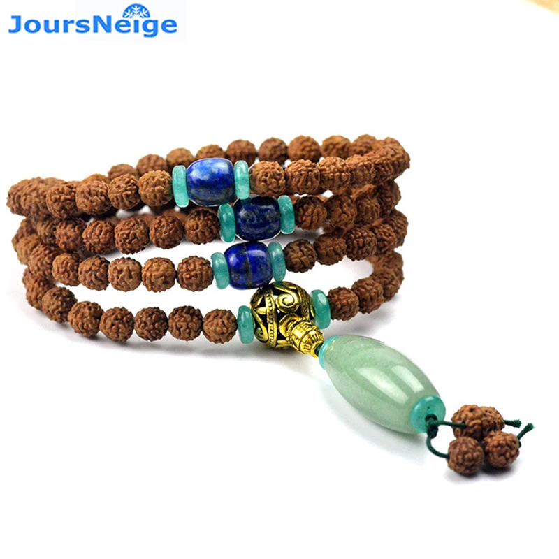 JoursNeige Tibetan Small KingKong Bodhi Bracelets 108 Rosary Beads With Stone Hand String Bodhi Buddha Prayer Japa mala