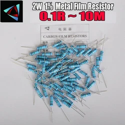 Resistencia de película metálica de 2W, 1% 0,1r ~ 10M 1R 4,7r 10R 22R 33R 47R 1K 4,7 K 10K 100K 0,22 0,33 0,47 0,56 0,68 0,75 0,82 0,91 ohm, 10 Uds.