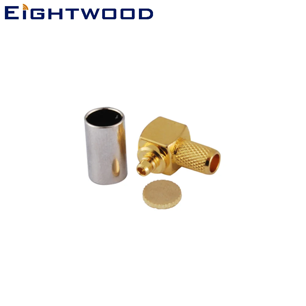 

Eightwood 5PCS MMCX Crimp Plug Male Right Angle RF Coaxial Connector Adapter for LMR195 RG58 RF Coaxial Cable