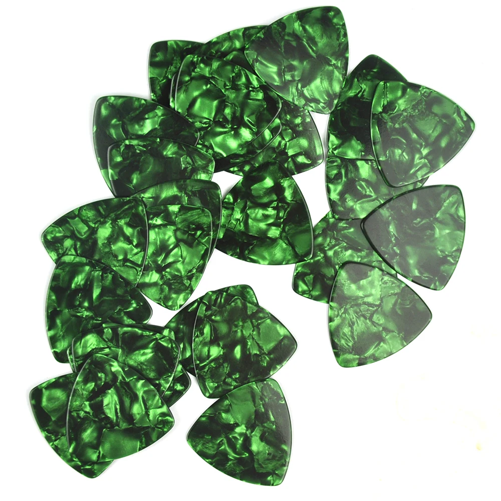 Lots of 50pcs Green Pearl 0.71mm Big Rounded Triangle Celluloid Guitar Picks