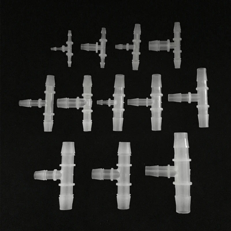

4pcs 3mm-14mm PP Plastic Reducing Tee Connector For Silicone tube Soft Hose Joint Adapter