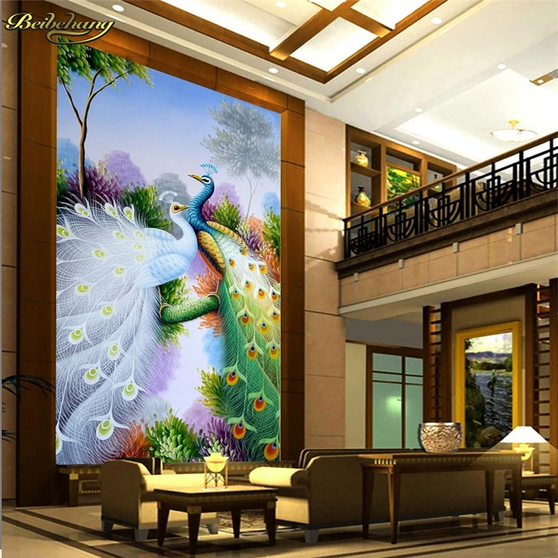 beibehang peacock Custom Wall paper roll Murals Painting Flowers Wall Mural Painting Living Room Bedroom wallpaper for walls 3 d