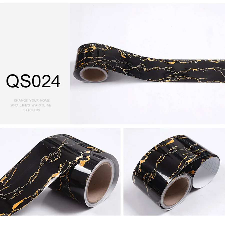 Marble Pattern Self-Adhesive Wall Stickers Skirting Waistline Living Room Door Frame Window Sill Waveguide Line Waterproof Film