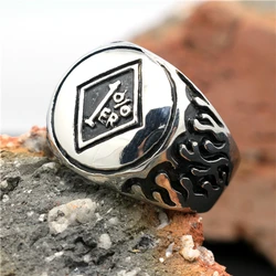 316L Stainless Steel Biker 1% er Ring Mens Motorcycle Biker Hell Fire 1%er Ring