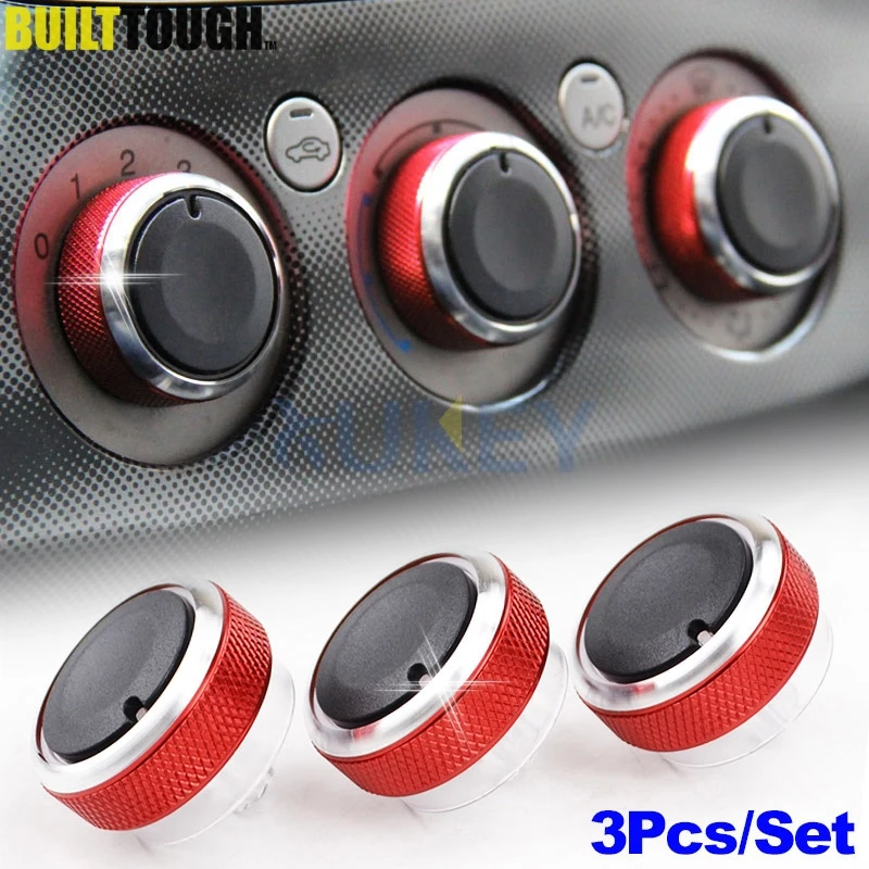 

3Pc For Ford Focus 2 3 Mondeo C-Max S-Max Red Air Conditioning A/C Heater Climate Control Switch Knobs Button Dials Accessories