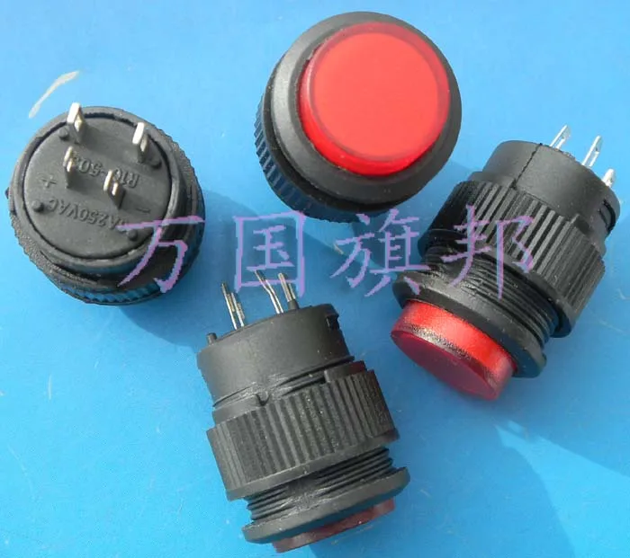 Free Delivery. Button circular diameter 16 mm red lock switch R16-503 3 a lamp