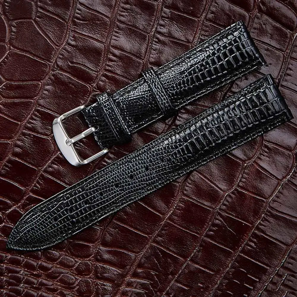 Fashion Watch Band Leather Wristband Watch Accessories Lizard Pattern Pin Buckle Strap Belt for Top Luxury Brand Women Watch