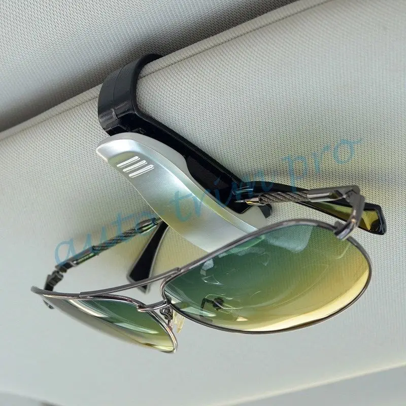 Vehicle Sun Visor Spectacles Clip Sunglasses Card Ticket Holder Accessories Silver Color