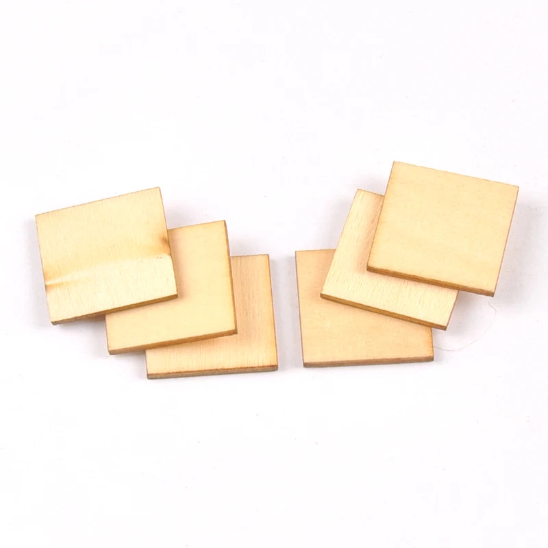 Mixed 10-100mm Wooden Crafts foursquare Pieces Scrapbooking Crafts wood decoration for Home Decoration m2133X