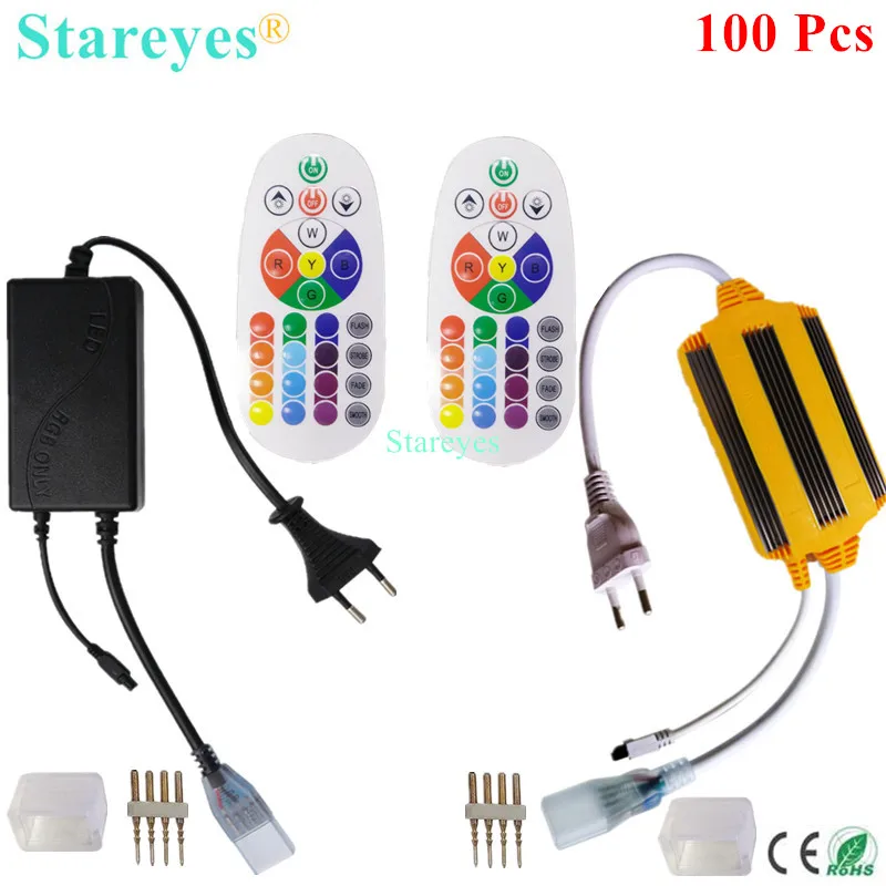 

100 Pcs AC220V strip RGB Remote Controller for 5050 3528 8mm 10mm PCB RGB Led Strip Light 25 key IR Touch Remote Dimmer Control