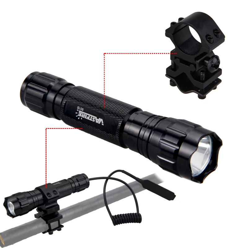 Hunting Light LED Tactical Flashlight Torch+Remote Pressure Switch +18650 Battery+Mount+Charger