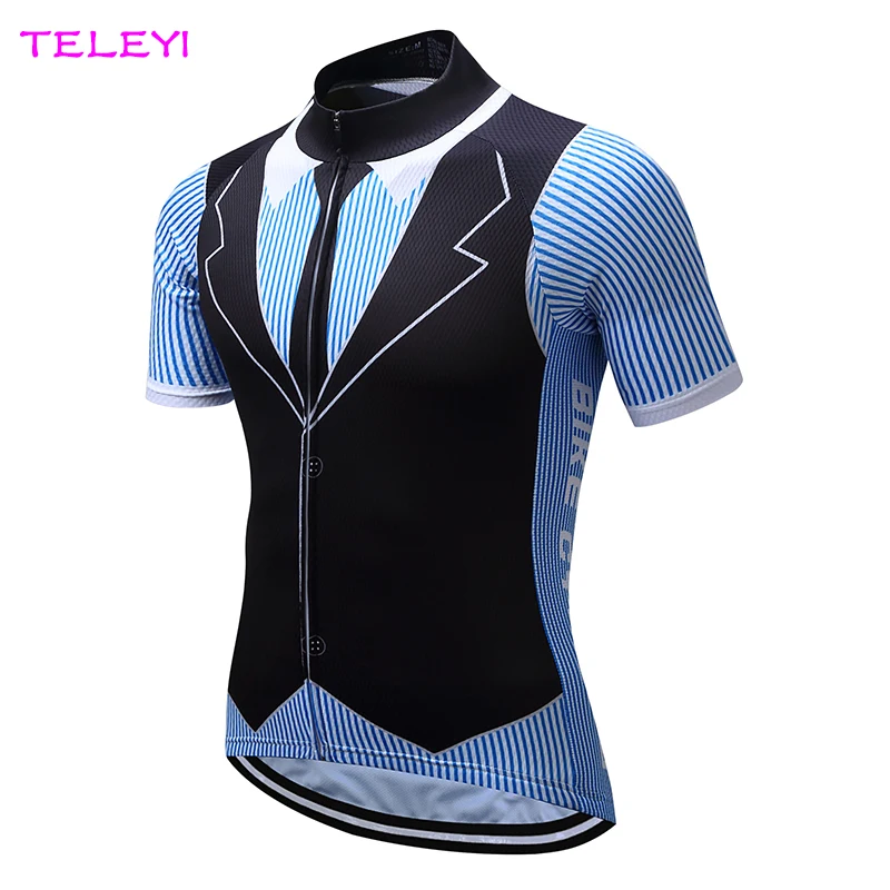 TELEYI Gentleman Style Men's Cycling Jersey Biking Shirt Road Cycling Jacket With Pockets S-4XL