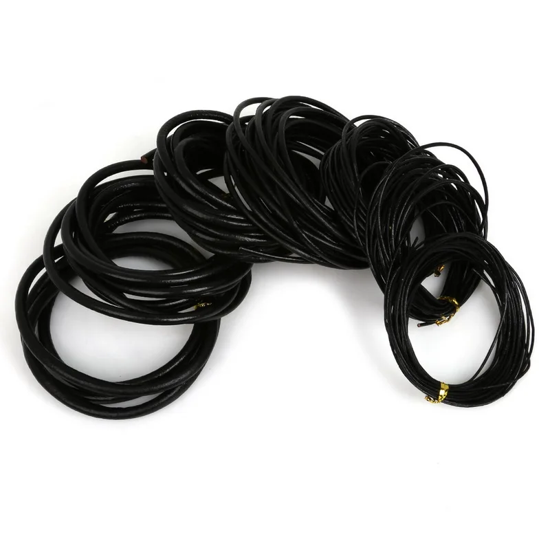 Wholesale  2mm 15 Color 5M Round Shaped Genuine Lether Hide Rope String Cord For Handmade Sewing Accessories
