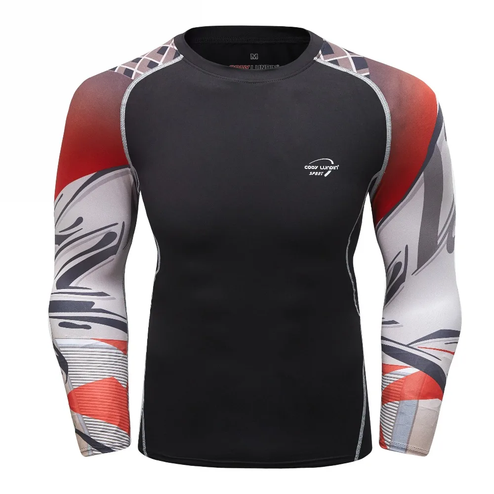 New Men Compression Tights T-shirt Men Fitness 3D Printed Shirt Breathable Long Sleeve Tops Rashgard Workout Fitness T-Shirts