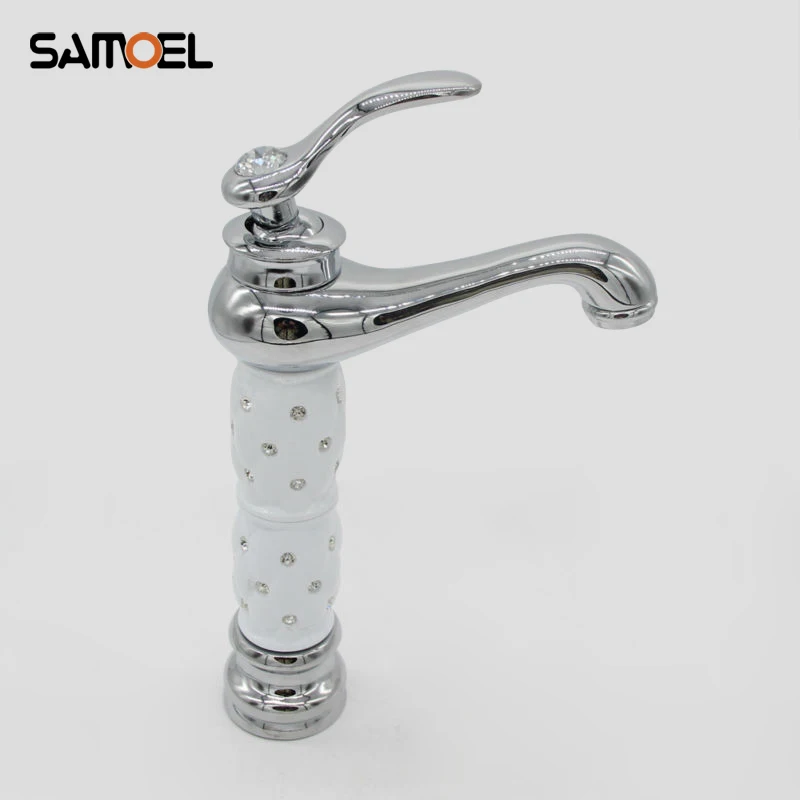 

Bathroom Basin Chrome High Faucet ,Brass with Diamond / crystal Body Tap New Luxury Single Handle Hot and Cold Tap1166C