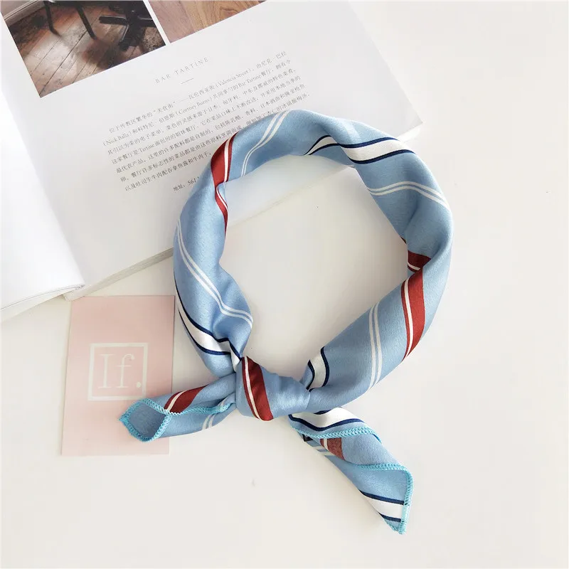 Hair Scarf Tie Animal Print Red Love Satin 49cm Small/Square/Silk/Neck/Ring/Scarf Winter Head Scarf For women Neckerchief 2021