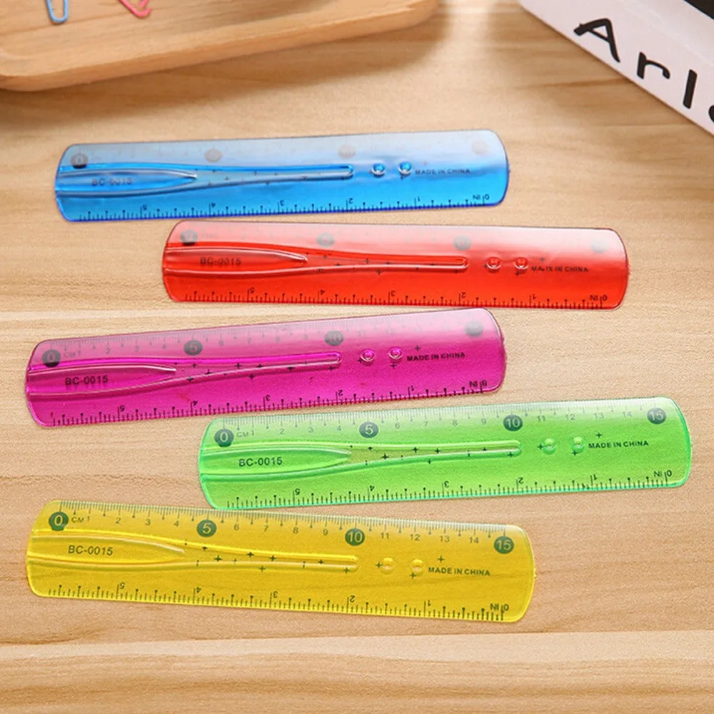 High Quality Plastic Flexible Ruler Tape Measure 15cm Centimeters and Inches Ruler Straight Ruler Office School Supplies