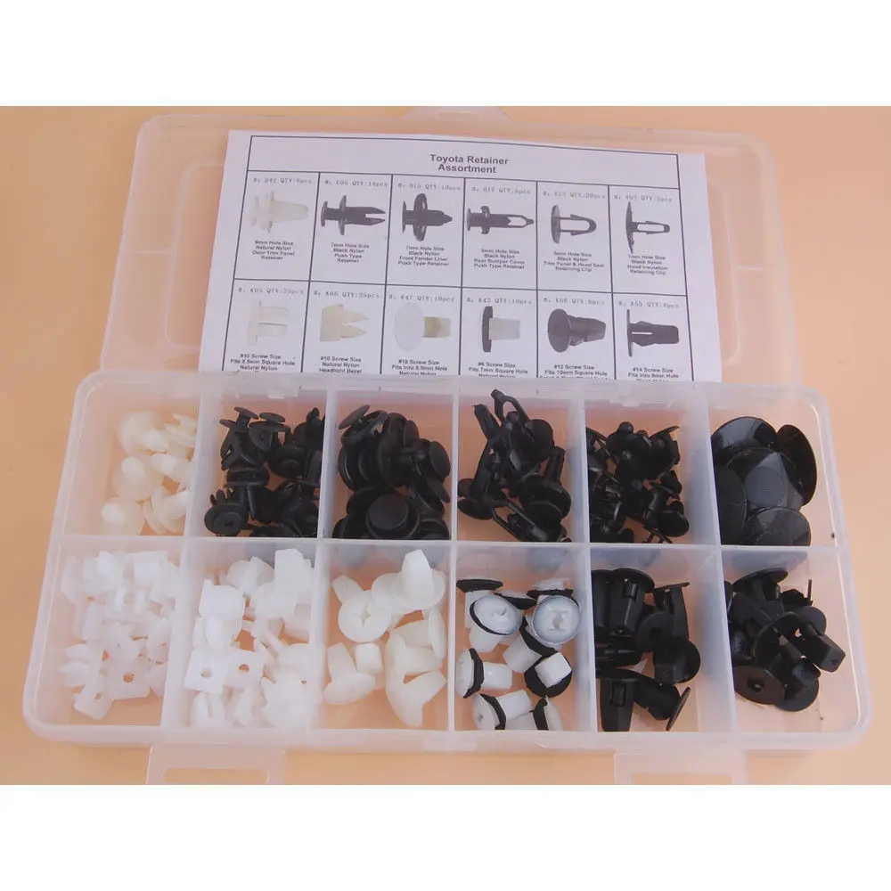 146Pcs Car Door PanelClips Car Fender Door Hood Pin Rivet Trim Bumper Fastener 8174Moulding Clips Assortments Kit Fit For Toyota