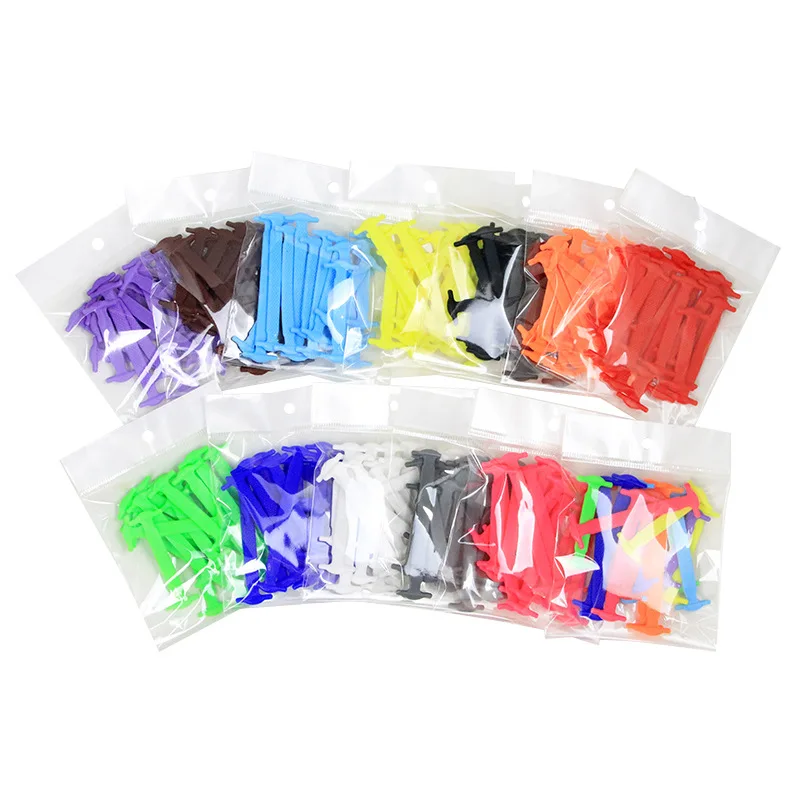 16pcs/lot Silicone Shoelaces Elastic Shoe Laces Special No Tie Shoelace for Men Women Lacing Rubber  13 Colors