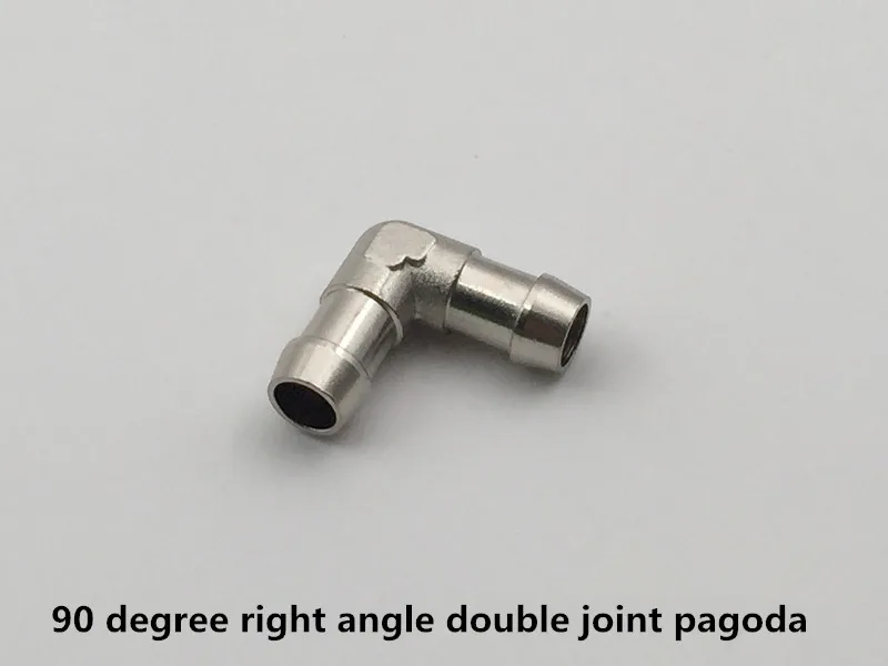 

2PCS 90 degree right angle double joint pagoda double joint right angle metal joint for inner diameter 8-10mm water pipe